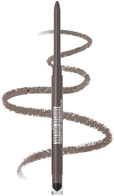 MAYBELLINE 메이블린 타투 스튜디오 자동 젤 펜슬 방수 아이라이너 블렌더블 번짐 방지 매트 36시간 지속 익스프레소티니 (스모키 브라운) 포장 디자인은 다를 수 있음, 미드나잇 모카 (스모키 그레이), 1개 - 쿠팡