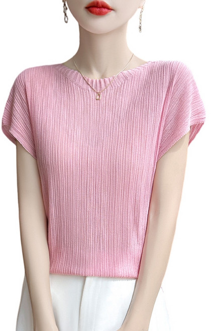 여름 여성용 라운드넥 스판소재 니트 티셔츠 시원한소재 슬림핏 M5304