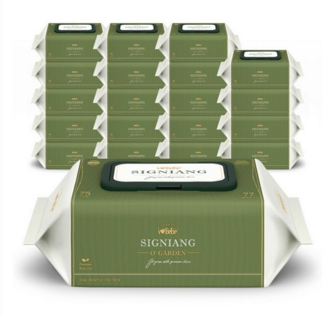 아이러브베베 시그니앙 오가든 아기물티슈 캡형, 75g, 77매, 20개