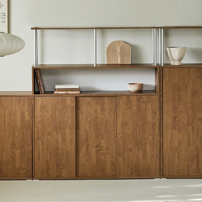 [할인해봄] 파로마 리노 E0 더 높은 미닫이 오픈형 슬라이딩 수납장 1200 + 1단선반, 더높은 1단선반 헤이즐넛B061