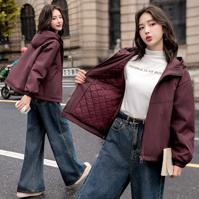 쩐쿠 여성 캐주얼 집업 후드 패딩 자켓 K0291