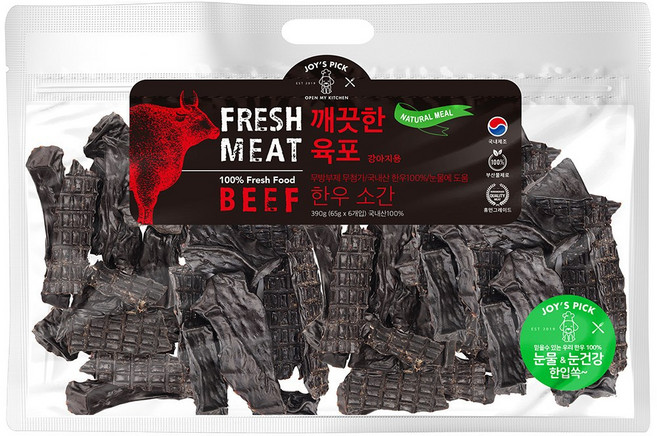 강아지 한우 소간 육포 눈물 관리 수제 간식 390g, 1개