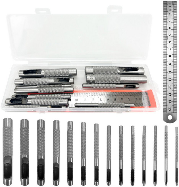 가죽 공예 원형 펀치도구 환펀치 세트 홀펀치 14종 세트, 1개