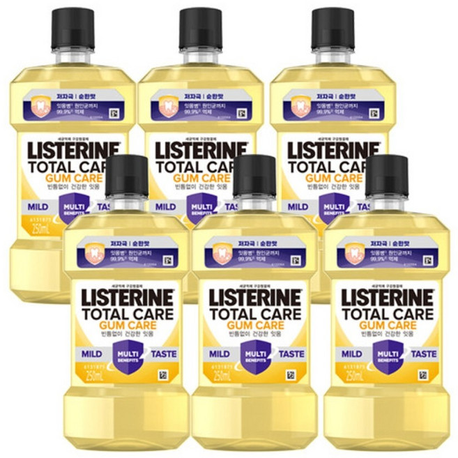 리스테린 토탈케어 검케어 마일드 구강청결제 250ml, 6개