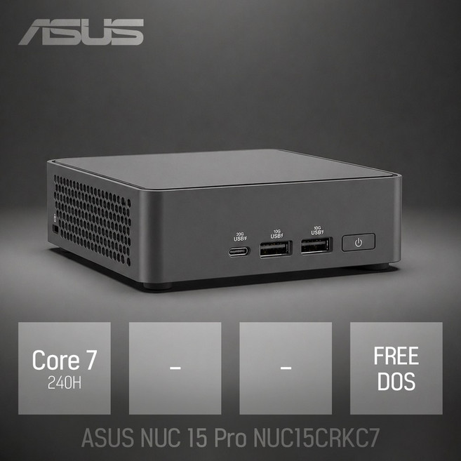 ASUS NUC 15 Pro NUC15CRKC7 (베어본) 코어7 240H / 인강용 사무용 비즈니스용 가정용 미니PC, NUC15CRKC7 (Core7 240H) (베어본)