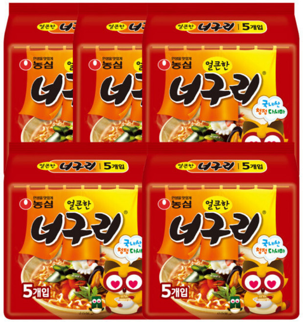 농심 얼큰한 너구리 멀티팩, 25개