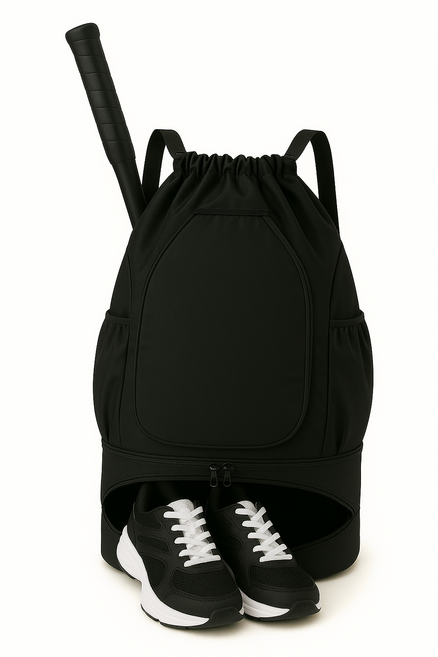 세리앙쥬 테니스 배드민턴 가방 방수 + 신발수납 + 라켓 + 공 대용량 백팩, 블랙, 1개