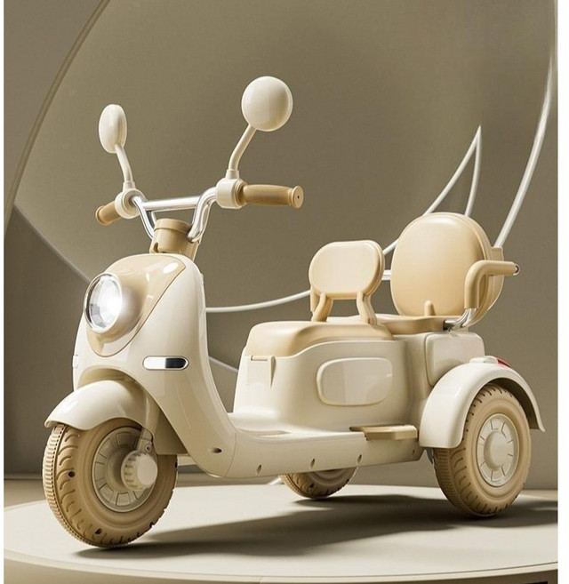 전동차 오토바이 장난감 세발자전거 전동바이크, 오프화이트, 1