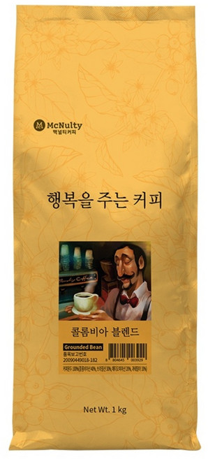 맥널티커피 행복을 주는 커피 콜롬비아 블렌드 분쇄 원두, 1kg, 1개, 핸드드립