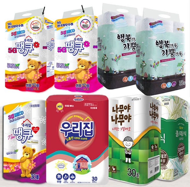 화장지30롤 3겹 두루마리 휴지 13종 판촉 사은품 답례품 홍보스티커제작, 1개, 30개입