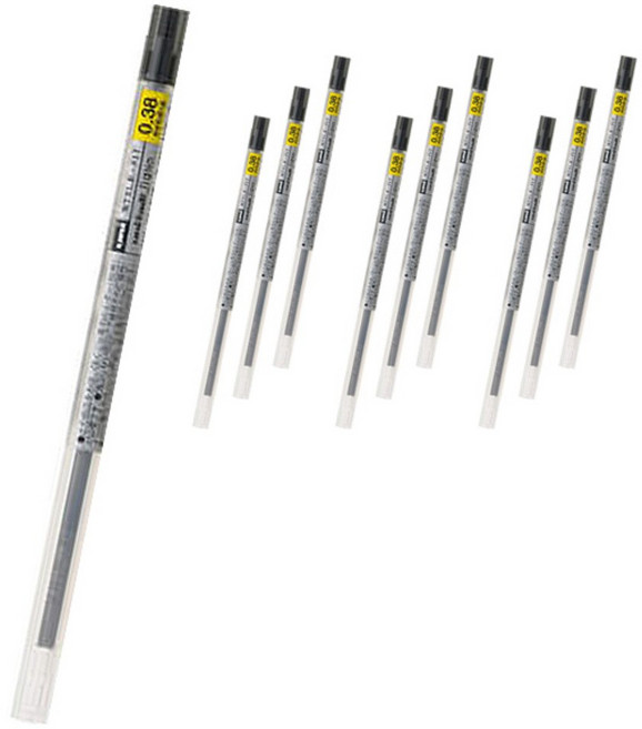 스타일핏 유니볼 시그노 젤잉크 리필심 UMR-109 0.38mm, 블랙, 10개