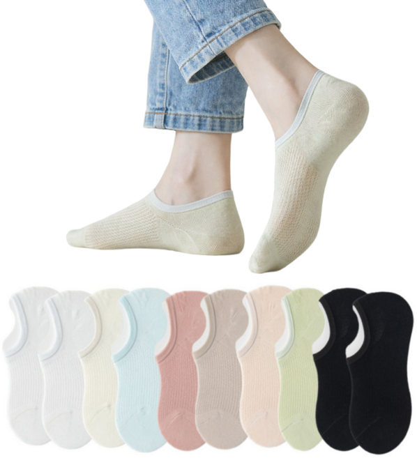 벨로우 안벗겨지는 면메쉬 여성 페이크삭스 10켤레