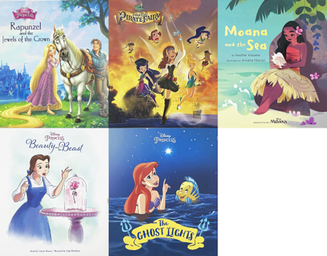 Disney 페이퍼백 E (5종택1) 디즈니영어원서 그림책 팅커벨 라푼젤 모아나 인어공주 미녀와야수, B