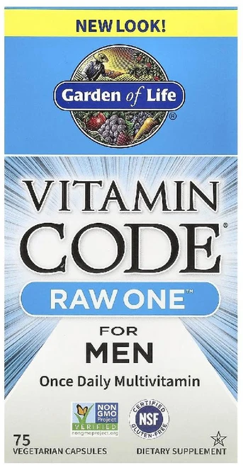 가든오브라이프 비타민코드 Raw One 맨스 원스 데일리 멀티비타민 베지캡슐 75정, 1통 - 쿠팡