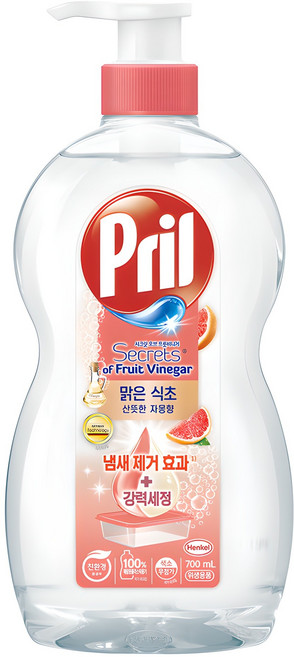 프릴 맑은 식초 주방세제 산뜻한 자몽향, 700ml, 1개