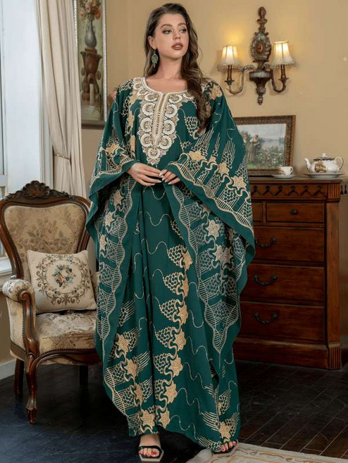 아바야 무슬림 원피스 코스프레 아랍 자수 드레스 이슬람