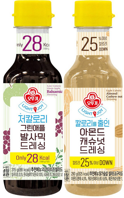 오뚜기 Light&Joy 저칼로리드레싱(냉장) 그린애플발사믹 3개+아몬드캐슈넛 3개, 1개, 단품