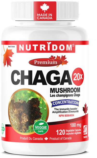 캐나다 뉴트리돔 차가버섯 20배 농축 3600mg Chaga Mushroom 120식물성캡슐, 1개, 120정