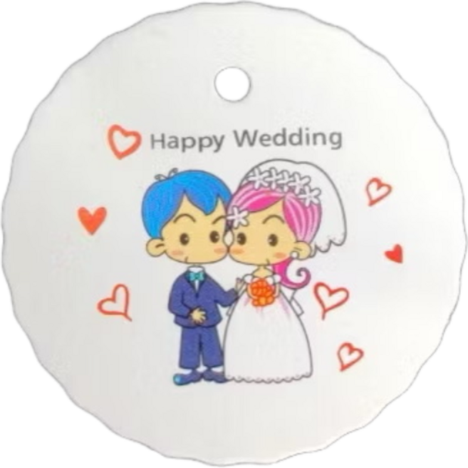 各式帶孔小卡片 - 婚禮小物包裝吊牌 禮品裝飾標籤, 新郎新娘卡, 1個