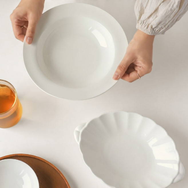 기능 파스타볼 샐러드그릇 스프 오븐용 타원 도자기 오발, 1개, 일상공장 본차이나 파스타볼 4p