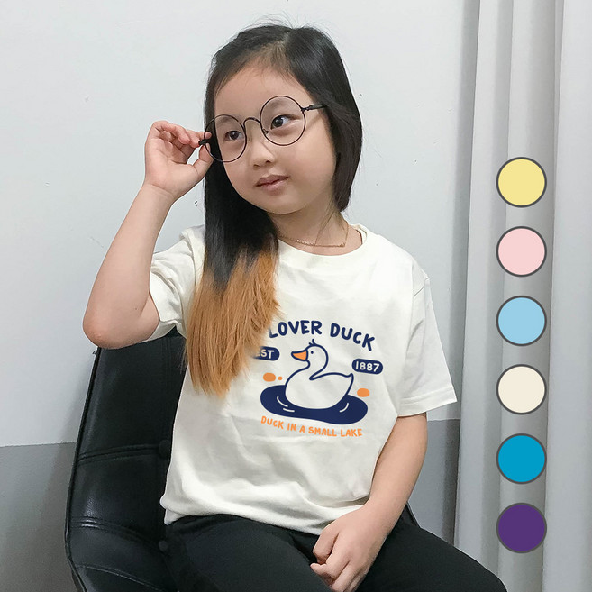 험블스튜디오 러버덕 캐릭터 어린이 여름 라운드넥 반팔티