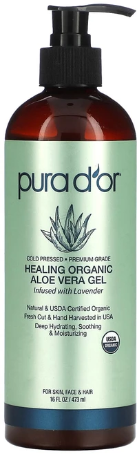 Pura D'or 힐링 유기농 알로에베라 젤 라벤더 함유 473ml(16fl oz), PuraDor힐링유기농알로에베라젤라벤더함유473ml16, 1개, 473ml - 쿠팡