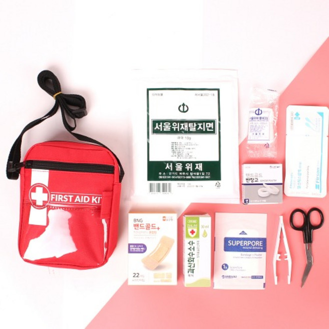 구급낭 L 크로스 10종 약품세트 구급가방 응급키트, 10종약품세트, 1개
