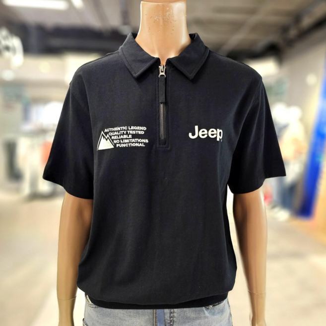 Jeep 남녀공용 루즈핏 카라 반팔 맨투맨 반집업 카라티 반팔맨투맨