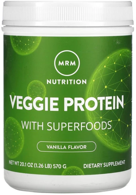 MRM Nutrition MRM뉴트리션 바닐라 베지 프로틴 슈퍼푸드 570g Veggie Protein with Superfoods Vanilla 1.26 lb (570 g), 20.1 oz, 1개 - 쿠팡