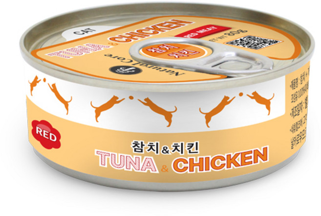 네츄럴코어 고양이간식 레드밋 고양이캔, 12개, 80g, 참치+치킨
