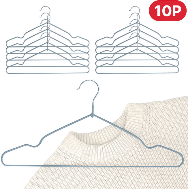 논슬립 옷걸이 어깨뿔방지 티셔츠 옷가게, 그레이, 10개