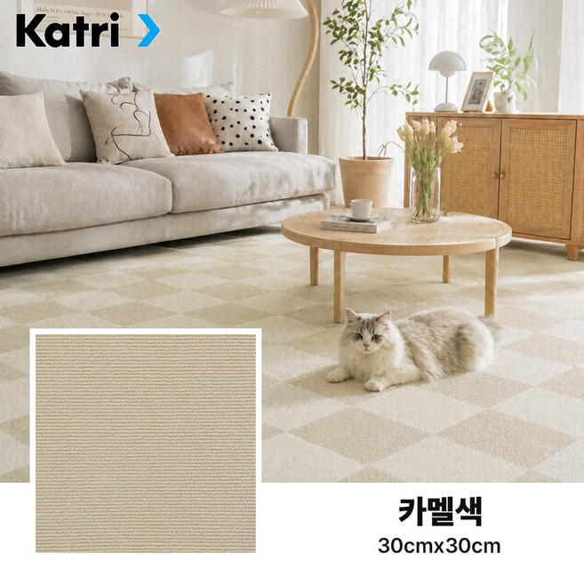 ZOZI 타일 카페트 층간소음방지 미끄럼방지 퍼즐 털러그 사계절 접착식 놀이 매트 DIY 강아지 고양이 카펫 북유럽 침실 거실 러그, 10개, 카멜색