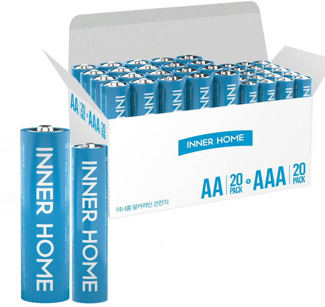 이너홈 고성능 알카라인 AA20입 + AAA20입 건전지, 1개, 40개입