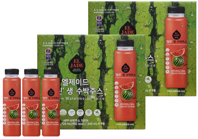 무료배송!! 코스트코 엘제이드 얼린 생 수박주스 350ML x 16병, 340ml, 16개