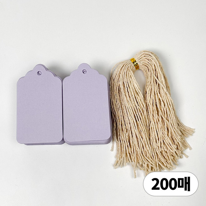 디어플레이스 파스텔 포장 종이 행택 라벨택 + 면끈, 200매, 07 퍼플