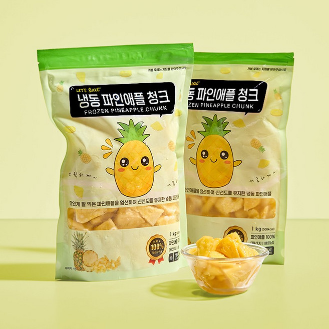 렛츠 스윗 새콤한 냉동 파인애플 1kg, 1개