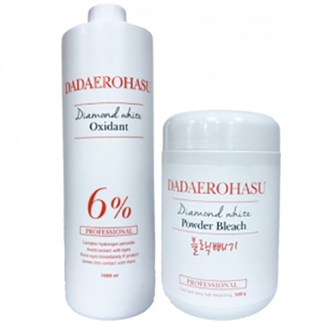 다다 이로하스 다이아몬드 화이트 파우더 블리치500g+옥시던트 6% 1000ml, 1개, 500g