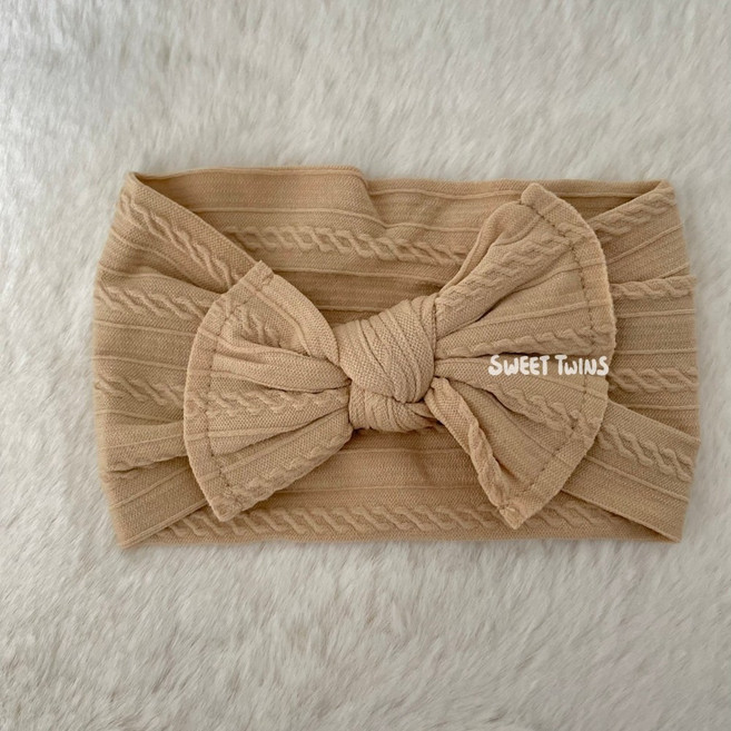 Sweet Twins 寶寶髮帶 超彈力蝴蝶結嬰兒髮飾 碎花提花新生兒頭飾