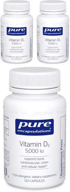 퓨어인캡슐레이션 비타민 D3 5000 IU 캡슐, 120정, 3개 - 쿠팡