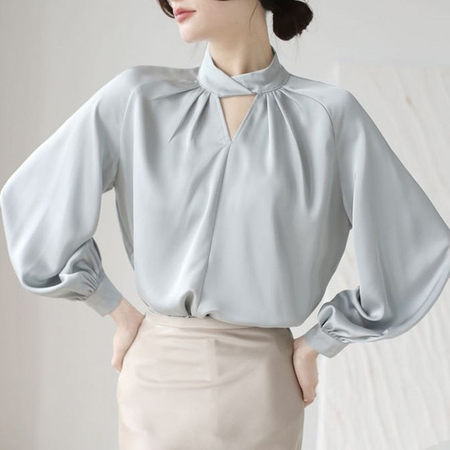 couyor 여성블라우스 셔츠 블라우스 프렌치 얇은 새틴 남방 여성스러운 상의 서양식 셔츠