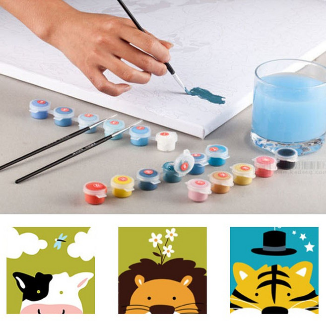 명화 유화그리기 액자세트 DIY 초등 어린이 미술놀이 키트, 귀욤동물-11돼랑이