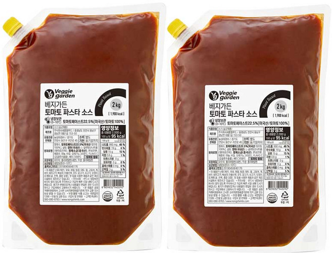 베지가든 토마토 파스타 소스 2kg (식물성), 2개