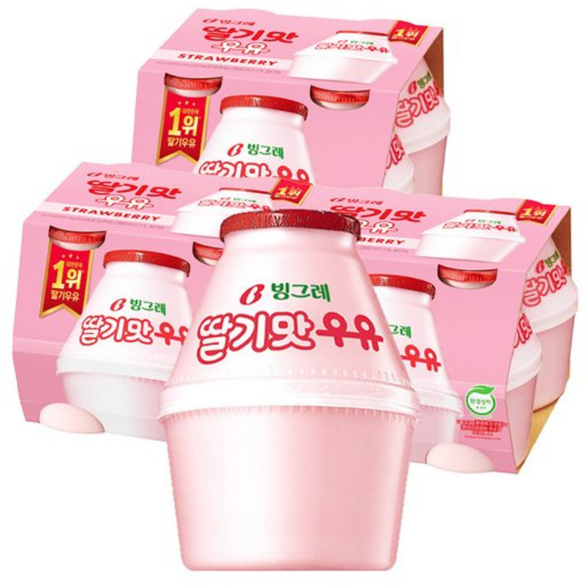 빙그레 딸기맛 단지우유 240ml 12개