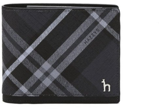 DUBLIN 헤지스) 블랙 체크 가죽 2단 반지갑 HJWA4F866BK