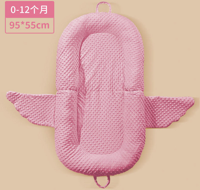 嬰兒床中床 仿子宮床中床 可折疊床中床 0-12個月 95*55cm, 【折叠 珍珠棉款】天使粉