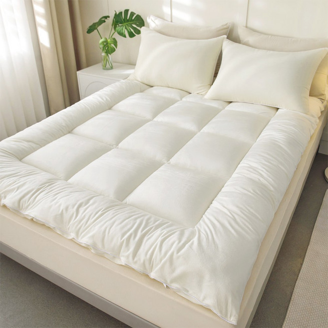 아누베오 자가발열 통세탁 양면 극세사 토퍼, 크림아이보리