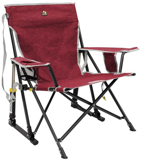 GCI Outdoor Kickback Rocker 야외 흔들 의자 음료 홀더 포함 101841, Red, 1개