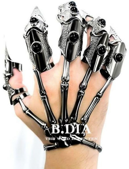 10940354 YOY.LAVUROC 핑거 아머링 6점 세트 기사 갑옷 관절 링 핑거링 갑각 타입 사이즈 조절 가능 액세서리 합금 반지 코스프레 용품 코스튬 근미래 변장 잡화