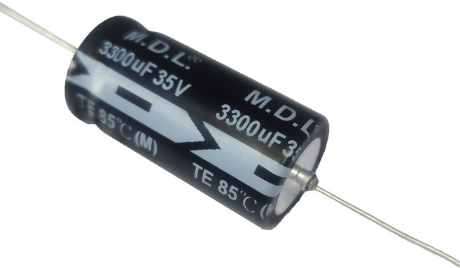 M.D.L. 臥式電解電容器 適用於各種電子設備 3300uF35V 18mm*36mm, 1個, 3300uF35V  18mm*36mm