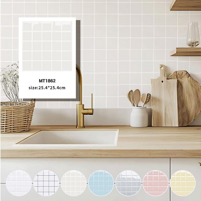 [Smtone] 입체 벽 타일시트지/바닥시트지 셀프 인테리어 10장, MT1862